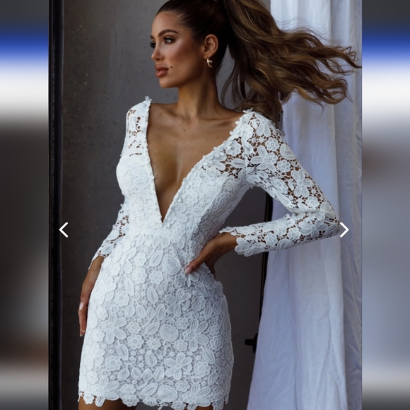 SELFIE LESLIE FIRST DANCE LACE MINI DRESS WHITE - Picture 7 of 16